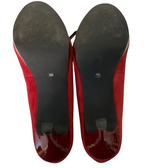 Alfani Red Suede Heels Pump Shoes Size 10M Platform Holiday Women Coquette - Picture 8 of 12